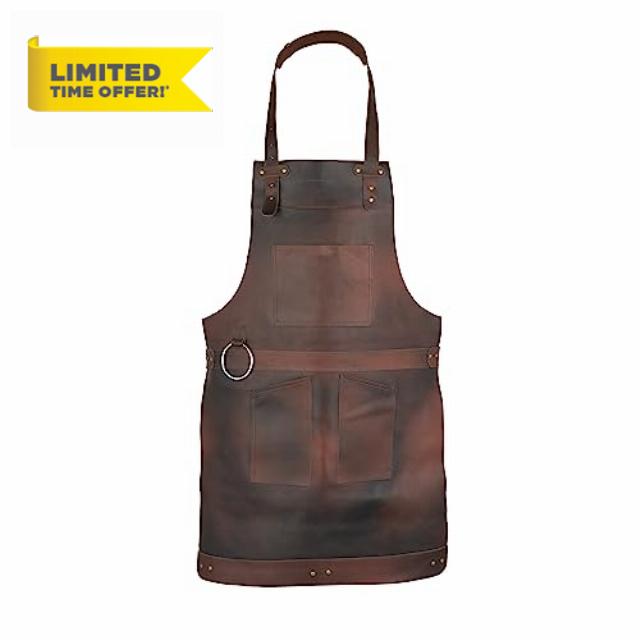 Dark Brown Full Grain Leather Apron Butcher Apron -Cook Apron -BBQ Apron -Cooking Apron - Wood work Apron - Cheff Apron - BBq Grill Gift - DIY Apron - Grill Apro