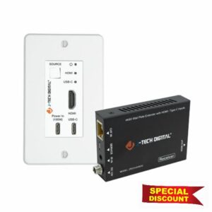 HDMI & USB-C Wall Plate Extender Over Single Cat5e/6/7 Up to 164ft | 4K 60Hz Compatible with HDR & Dolby Vision | USB-C Charging Port