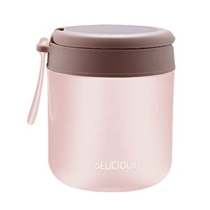 Safe New 304 16 Ounce Reusable Stainless Steel Thermos Food Jar with Silicone Hand Strap Leak Proof Wide Mouth Spoon Vacuum Insulation Technology