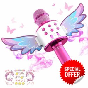 Kids unicorn wings Karaoke Bluetooth Microphone Toy | Portable Wireless Karaoke Machine Fun Voice Changer Toys for Toddler Teen Kids 3-16th Favor Best Halloween Christmas Birthday Party Gift Ideas yr