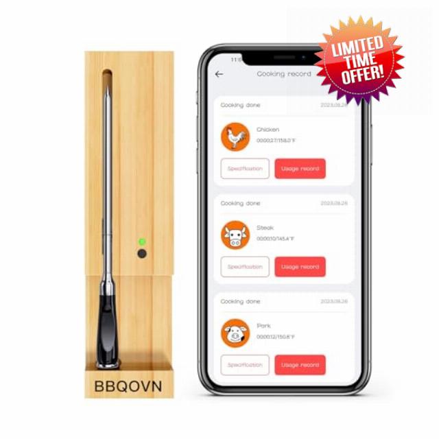 700FT Wireless Smart Meat Thermometer with Bluetooth for BBQ