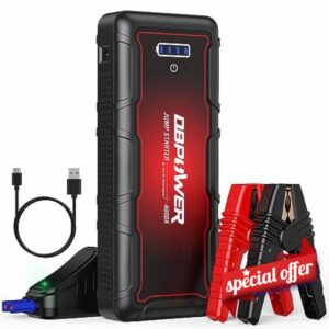 DBPOWER Jump Starter 4000A Peak 88.8Wh Portable Car Jump Starter (Up to ALL Gas/10L Diesel Engine) 12V Auto Battery Booster Pack with Smart Clamp Cables