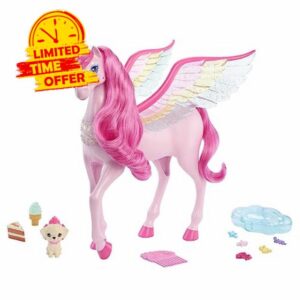 Barbie Pink Barbie Pegasus with 10 Accessories Including Puppy