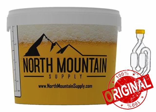 North Mountain Supply 2 Gallon Graduated Fermenting Bucket with Twin Bubble Airlock and Grommet