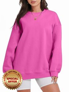 Caracilia Womens Oversized Sweatshirt Crewneck Loose fit Long Sleeve Fleece Pullover 2023 Fall Casual Clothes Hoodie Top