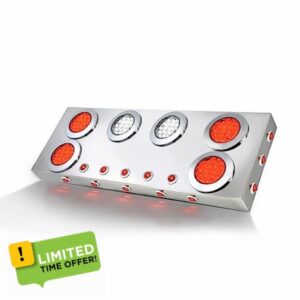 GG Grand General 91324 Stainless Steel Rear Center Light Panel with 4 inches and 1 inch Red/Red/White LED and Side Lights