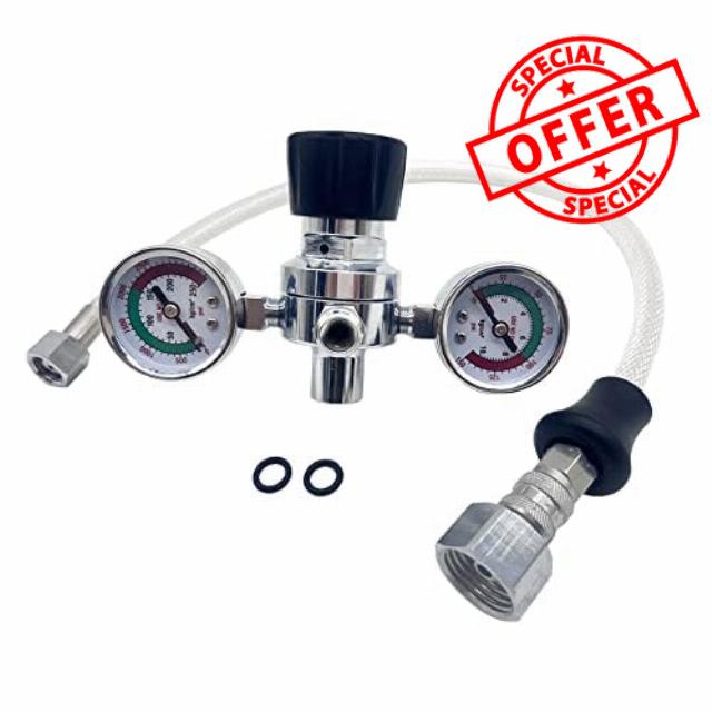 AmazWhip N2O pressure regulator valve for cream charger and dispenser -Whipped Cream N2O Pressure Regulator Valve with Tube & Upgraded Adapter