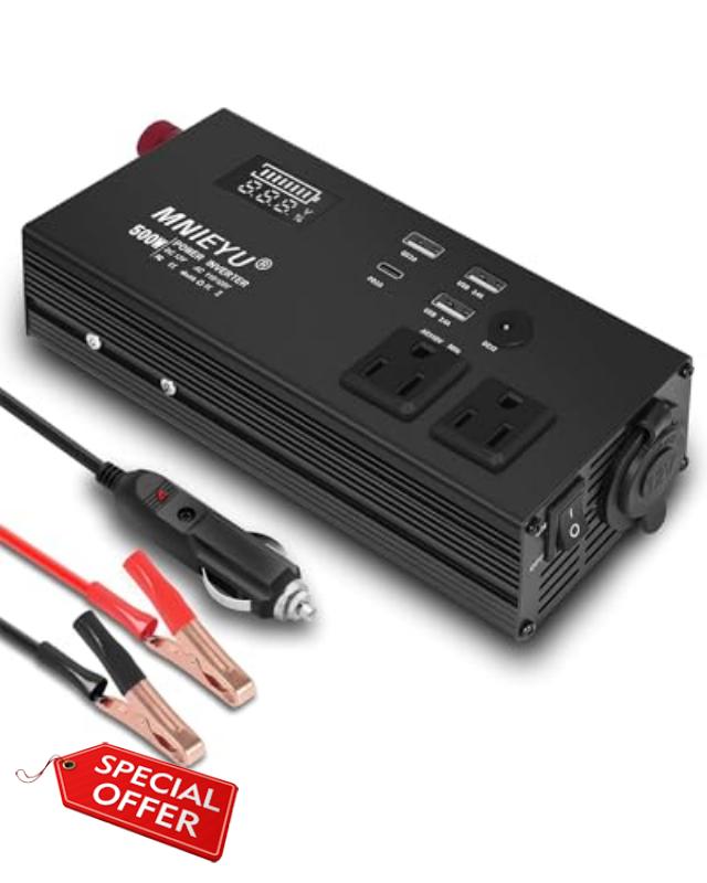 500W Power Inverter- Inverter 12v to 110v Power Inverter for Vehicles and car