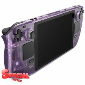 JSAUX Transparent Case Set Front Cover PC0108 & Back Plate PC0106B Vents Version Compatible for Steam Deck [Purple]
