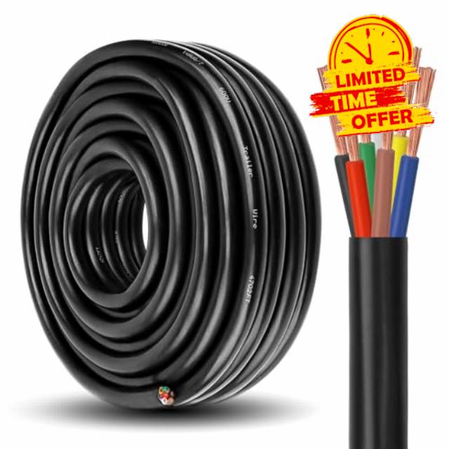 YDDECW 7 Way Trailer Wire - 14 Gauge 7 Conductor 50FT Heavy Duty Trailer Cable Pure Copper Extension Rv Trailer Wiring Cord Insulated 14/7 Cable for Rv Trailer and Automotive