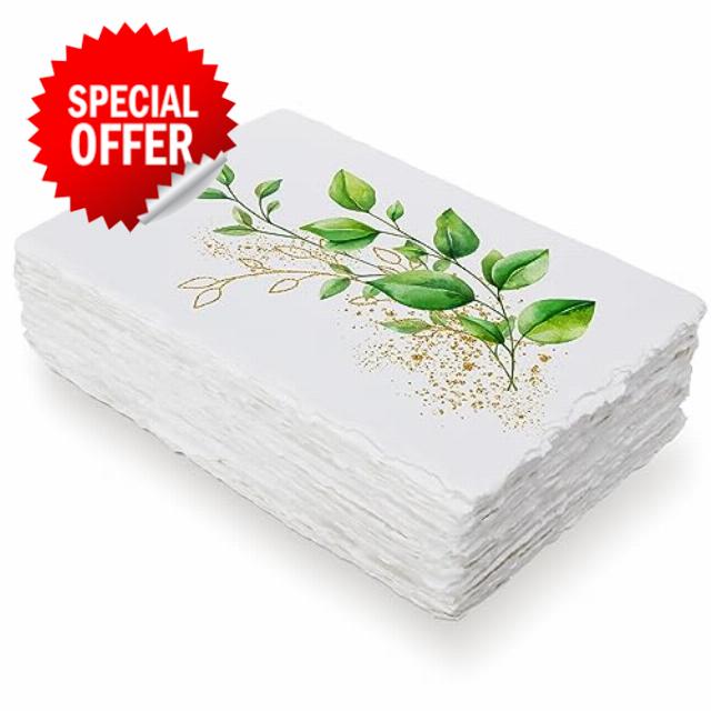 Fulmoon 50 Sheets 400 GSM Watercolor Paper 5 x 7 Inches Sketching Paper Cotton Paper Deckled Edge Paper Textured Paper Printmaking Paper for Wedding Invitation Sketching Drawing