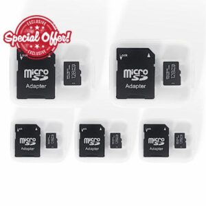 128GB 5-Pack Bulk MicroSDHC MicroSDXC TF Micro Card Mini SD Card 4K Reading 100MB/s Writing 60MB/s UHD Full HD U5 Class 50 A2 High Speed Transfer TF Memory Card for Dash Cams Phone Drone and PC