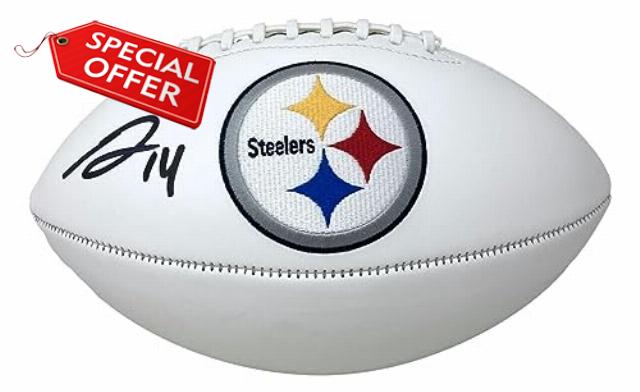 George Pickens Signed Pittsburgh Steelers Full Size Logo Football JSA - Autographed Footballs