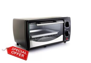The overall dimensions of the Compact Stainless Steel Toaster Oven are 8.0 inches in height