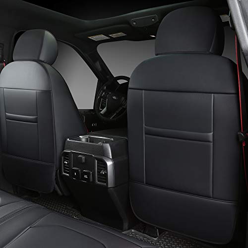 Waterproof Leather Front and Back Automotive Vehicle Cushion Cover for Truck Pick-up Fit for 2015-2023 Ford F-150 and 2017-2023 F-250 F-350 F-450(Black)