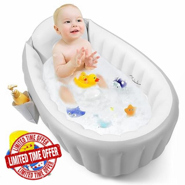 PandaEar Inflatable Baby Bathtub Toddler Tub for Shower
