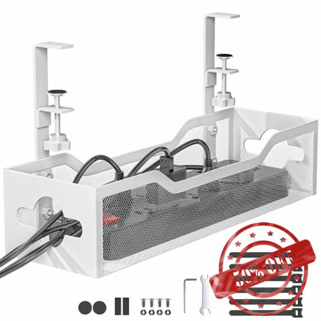 Under Desk Cable Management Tray White