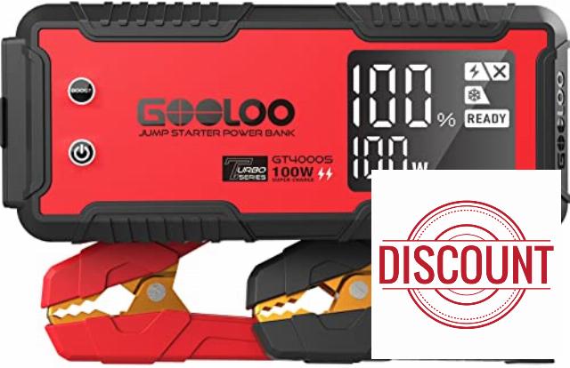 GOOLOO GT4000S Jump Starter 4000A 100W 2-Way Fast Charging