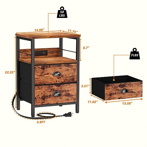 Side Table with USB Ports & Outlets