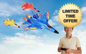 Aketoy Remote Control Airplane Easy to Fly Ultra Long Range RC Glider for Kids & Beginners with LEDs (Blue)