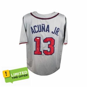 Ronald Acuna Jr Autographed Atlanta Custom Gray Baseball Jersey - JSA COA