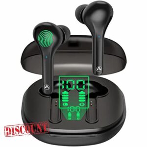 Wireless Earbuds Bluetooth Headphones with Wireless Charging Case and LED Power Display 35Hr Playtime Bass Stereo Sound Earphones Sweatproof Touch Control Built in Mic Headset for Sport Workout Office
