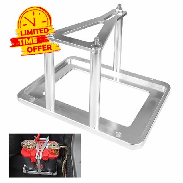 Dexonu universal battery tray hold down Relocation Billet Box compatible with Optima Red Yellow Blue Top 34 34/78 D34 D34/78 34M D34M aluminum billet