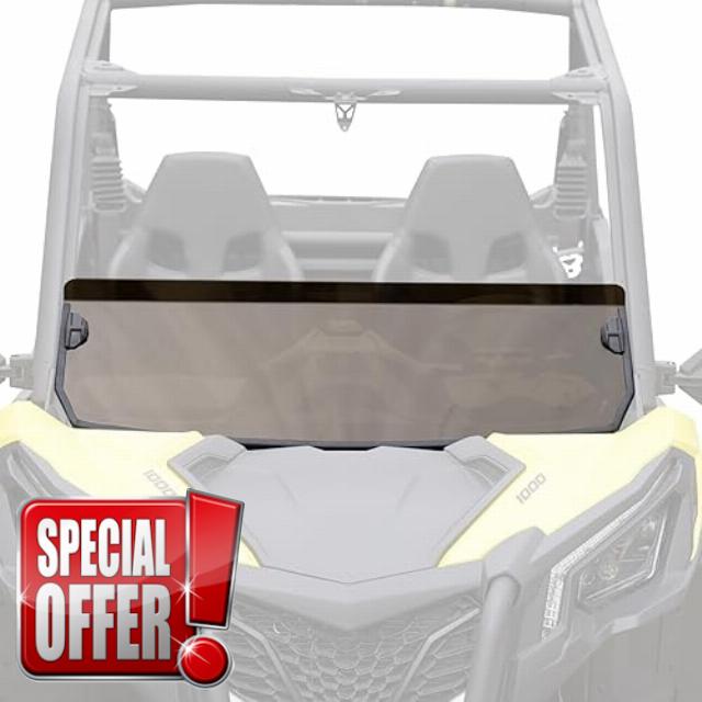 KIWI MASTER Heavy Duty Half Windshield Compatible with 2018-2023 Can-Am Maverick Sport/Trail
