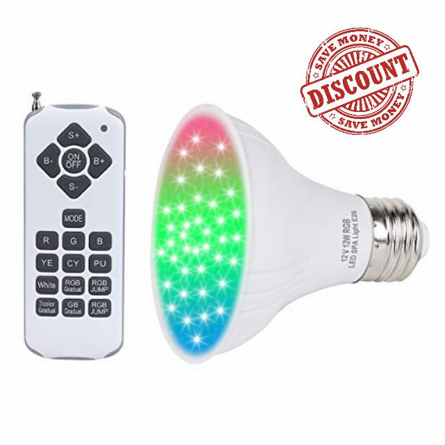 TCEUMIK 12V LED SPA Light Bulb for In-ground SPA Underwater Swimming Pool RGB Color PAR20 LED Light Bulb E26 Base Replacement for Light Fixtures Remote Switch Control