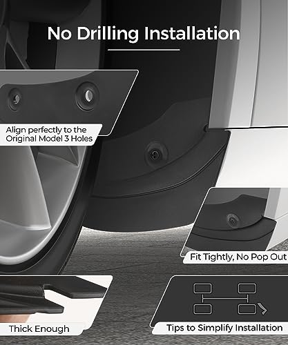 Splash Guards Shields Dirty Fender with No Drilling Installation