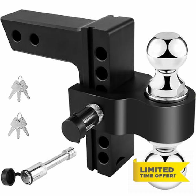 GKOKG 6 Inch Drop Adjustable Trailer Hitch Fits 2" Receiver