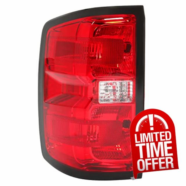 HECASA Tail Light Compatible with 2014-2018 Chevy Silverado 1500 2500 3500 HD GMC Sierra 3500 HD Dually Models Replacement for GM2800261 Tail Lamp Driver Side - Red Lens Chrome Housing