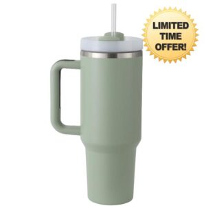 Boderi Tumbler，40oz Tumbler with Handle and Straw，2in1 Straw Lid + Rotating Cup Lid， Stainless Steel Double Wall Vacuum Insulated Coffee Cup，Reusable 40oz Travel Mug Insulated Tumbler with Handle