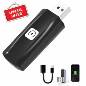 Wireless CarPlay Adapter for 2023 Upgrade for Apple iPhone iOS 12+ Small Car Play Dongle for OEM Wired CarPlay Car Model 2017+ USB to USB C