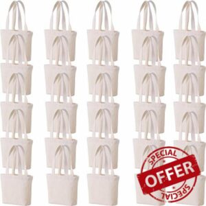 Firecolor Chic 10" x 8" x 3"Mini Canvas Tote Bags for Fabric Painting Cotton Sturdy Bag Heavy-duty Gift Bags
