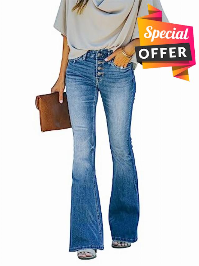 KUNMI Women's Flare Bell Bottom Jeans High Waisted Wide Leg Bootcut Jeans Stretchy Denim Pants