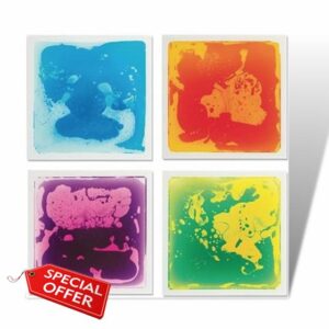 Multicolor Sensory Tiles Liquid Fusion Activity Play Center Mats for Children