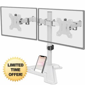 MOUNT PRO Dual Monitor Stand - Free Standing Full Motion Monitor Desk Mount Fits 2 Screens up to 27 inches