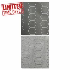 Chessex Play Mat &ndash; Mat: 1&rdquo; Hex 2 Sided Black/Grey Megamat (Two Color Mat) - Smooth & Tough &ndash; Compatible with Tabletop RPGs &ndash; Accessories for Game Night
