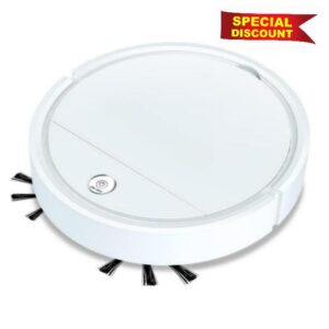 Automatic Robot Vacuum Cleaner - Rechargeable Household Robot Vacuum Cleaner Smart Sweeping Mopping Robot Easy Operation Robotic Vacuums Floor Cleaning Machine-White