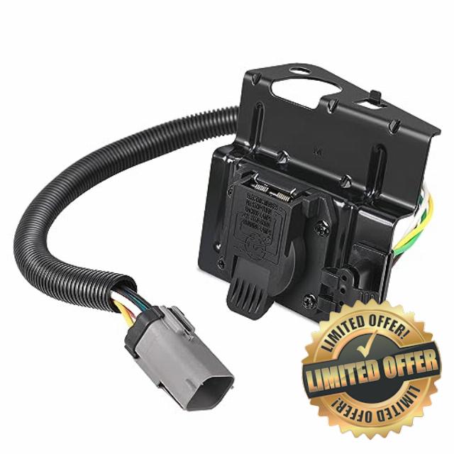 4 & 7 Pin Trailer Tow Wiring Harness Plug for 2002 2003 2004 Ford F250 F350 Super Duty Truck 4-Way Flat 7-Way Blade Trailer Wiring Adapter