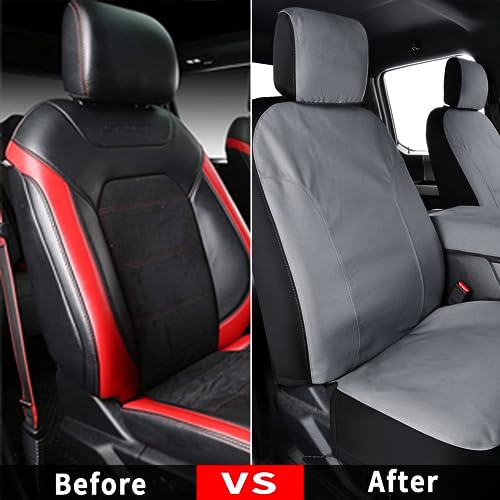 Pickup Truck Seat Covers Fit for 2015-2023 Ford F150&2017-2023 Ford F250 F350 F450(Gray