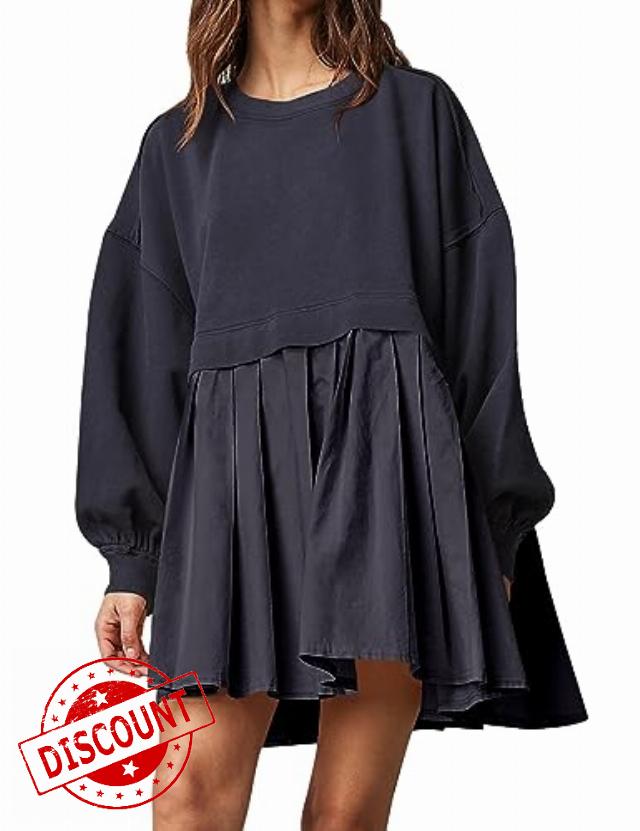 Ugerlov Womens Oversized Sweatshirt Dress Long Sleeve Crewneck Pullover Tops Relaxed Fit Sweatshirts Mini Dress