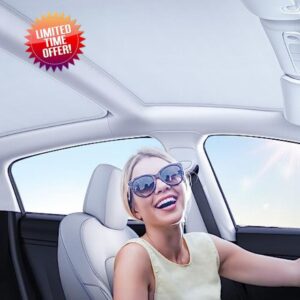 VICSEED Upgraded Non-Sag Tesla Model 3 Sunshade Roof - UV Rays Protection Tesla Model 3 Roof Sunshade with Storage Bag