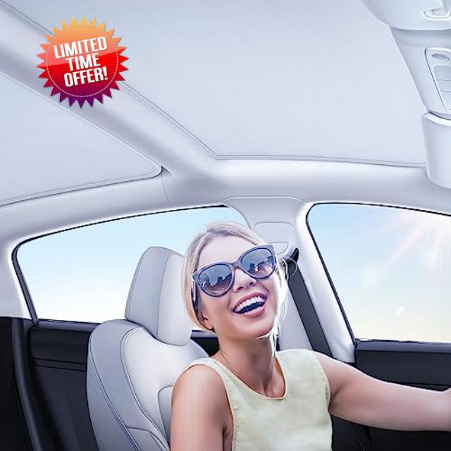 VICSEED Upgraded Non-Sag Tesla Model 3 Sunshade Roof - UV Rays Protection Tesla Model 3 Roof Sunshade with Storage Bag
