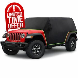 BORDAN Waterproof Cab Cover for Jeep Wrangler JK JL 4 Door with Hardtop Removed