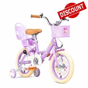 Bixike Girls Bike with Basket for Toddlers and Kids Aged 3-8 Years Old