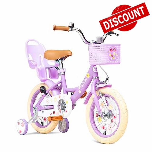 Bixike Girls Bike with Basket for Toddlers and Kids Aged 3-8 Years Old