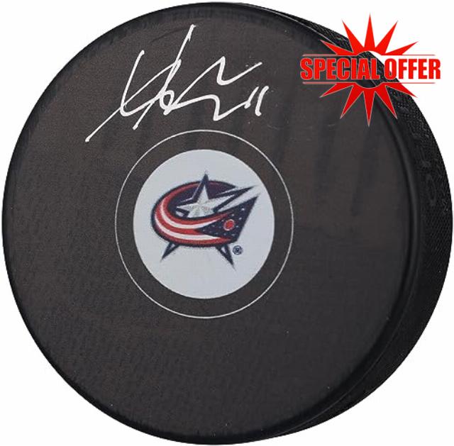 Adam Fantilli Columbus Blue Jackets Autographed Hockey Puck - Autographed NHL Pucks