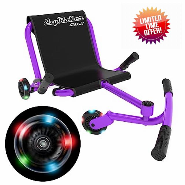 EzyRoller Classic Ride On Scooter for Kids Ages 4+ - Purple LED Limited Edition